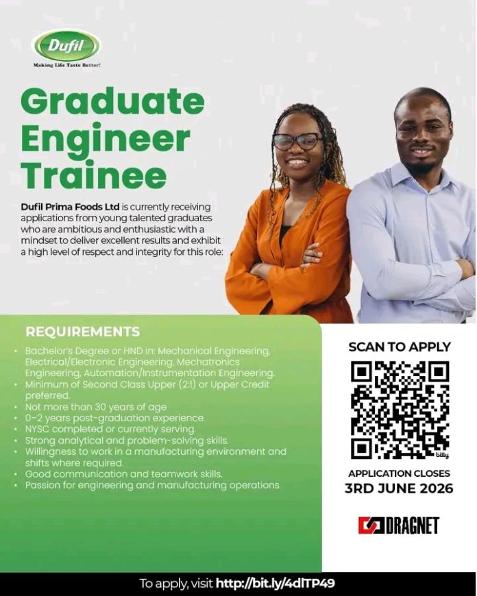 1779209064224 Dufil Prima Foods Limited Opens 2026 Graduate Engineer Trainee Recruitment for Young Nigerian Engineers